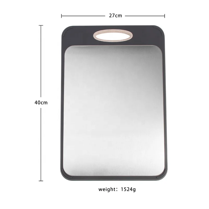 Dishwasher safe kitchen Food Grade 304 SS Wheat Straw and Stainless Steel Cutting Board Set Double-side Chopping Board