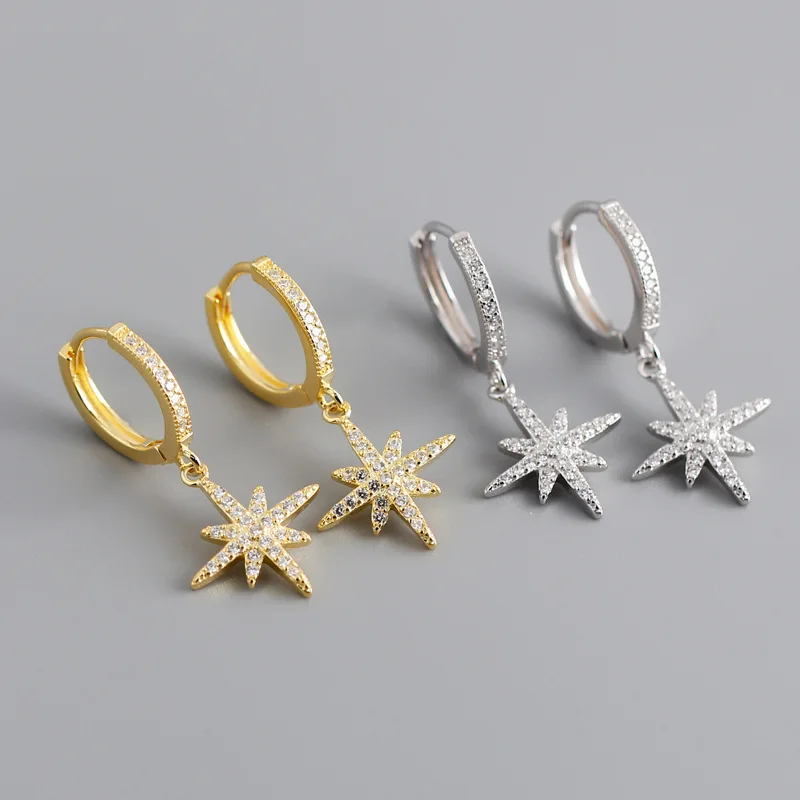 Gift Tiny Delicate Girl Gift Goop Micro Pave CZ Tiny Star Charm 925 Sterling Silver Cute Star Earring Jewelry