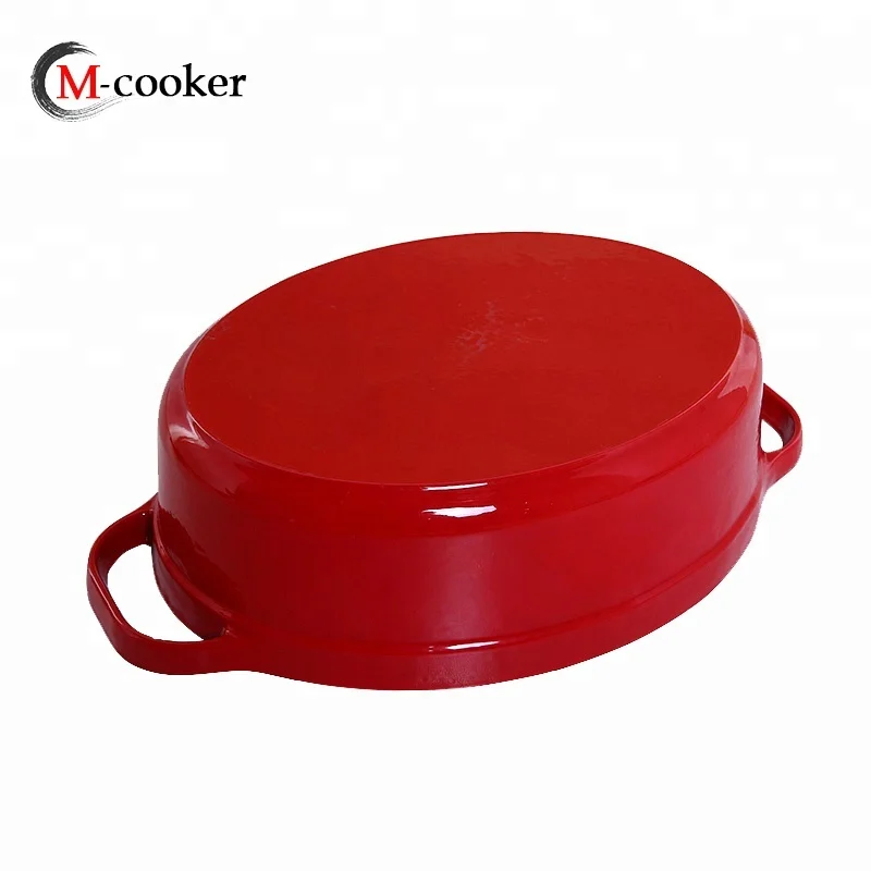  Чугунная кастрюля красного цвета с покрытием эмалью овальная голландская для духовки