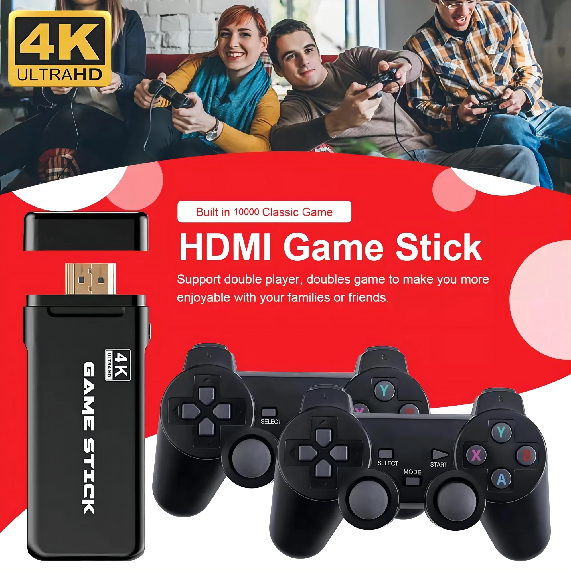 Game Box 4k Game Stick Console Retro Game Model Portable 10000 Gaming Wireless Dual Controller 64GB Portable Arcade GameBox
