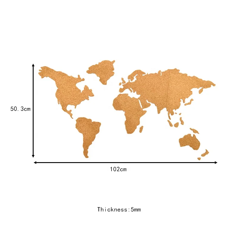Карта мира, пробка без рамы с сверхпрочной самоклеющейся подложкой для настенного бюллетара