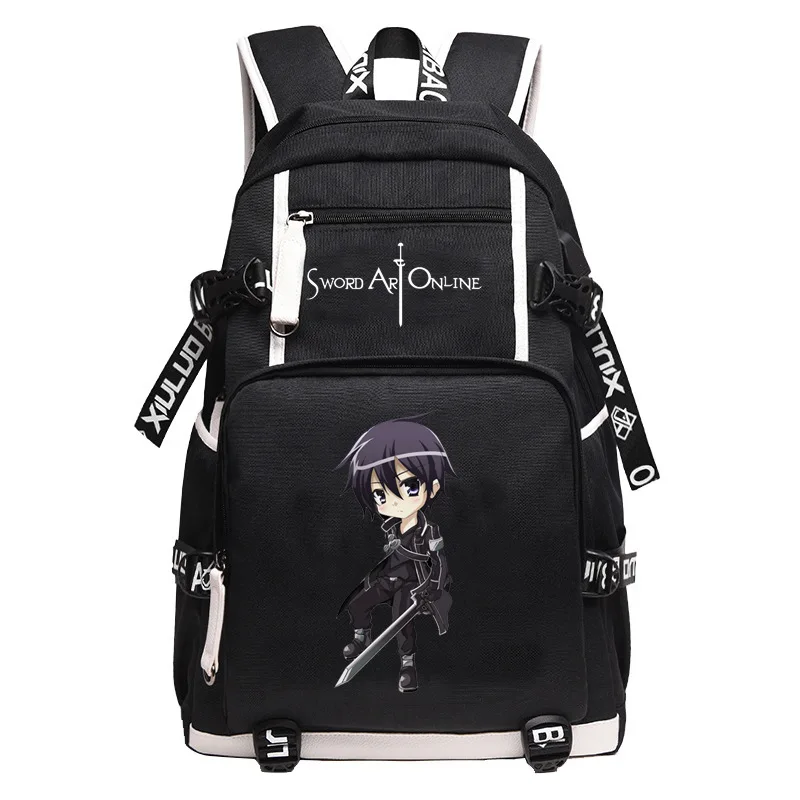 Anime Sword Art Online Backpack Student School Bag Cartoon Travel Bags Men Fashion Laptop Backpack