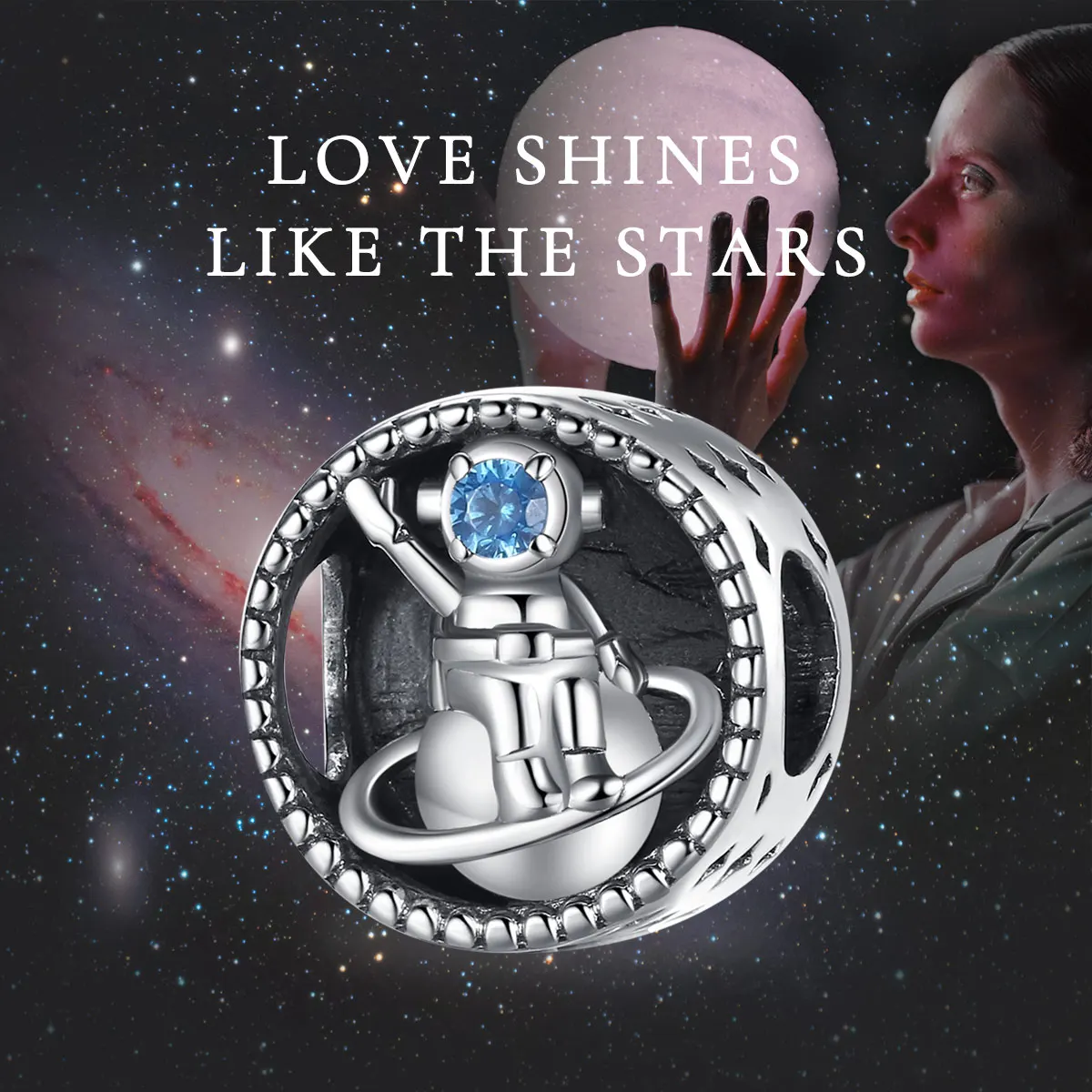 Wholesale custom design 925 sterling silver bulk astronaut beads beaded charm bracelets for women