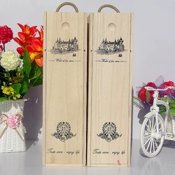 One bottle wine packaging wood boxes Wholesale raw wooden wine box with slide lid