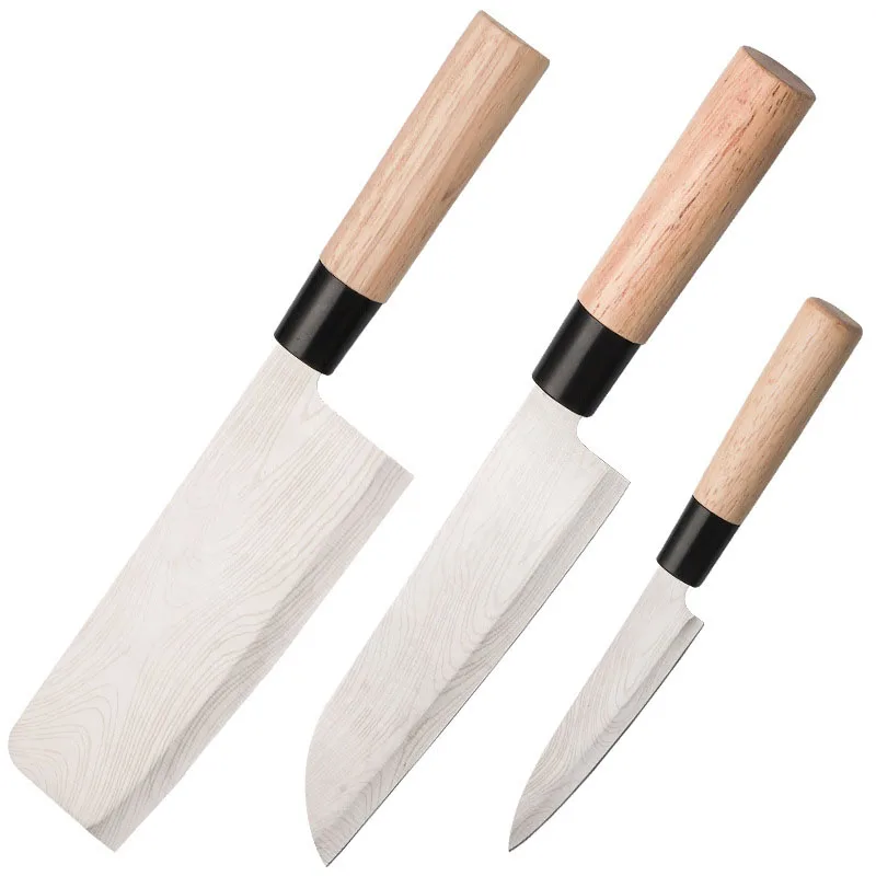 
combination Stainless steel damask texture Household Santoku chef knife Fruit knife set Japanese style chef knife set 