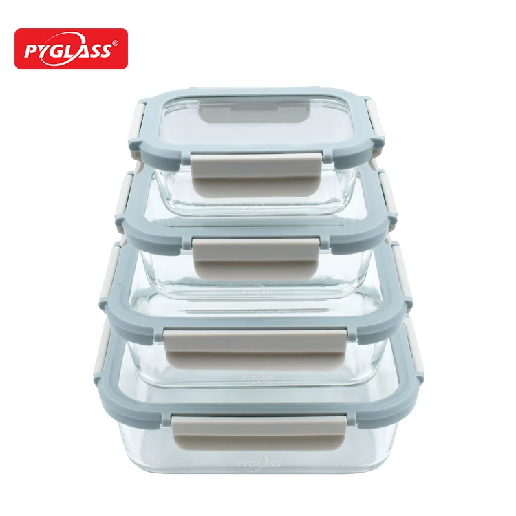 Airtight food container glass food storage container with glass lid lunch box