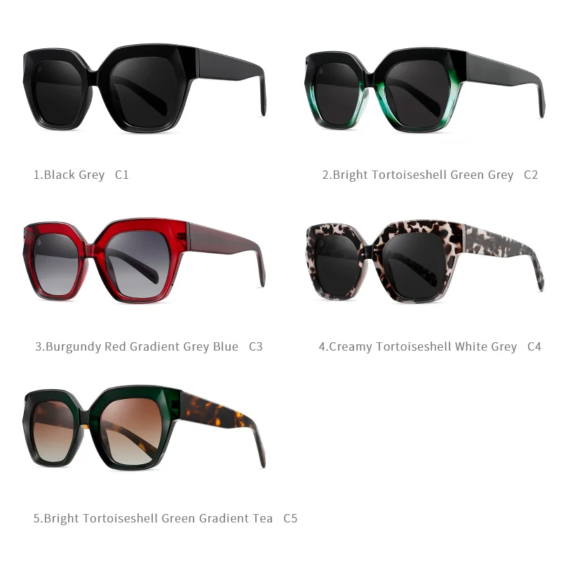 Cateye Inspired Luxury Oversized Custom Square Sunglasses S26118 Angular Shape Color-Block Sunglasses for Women Men