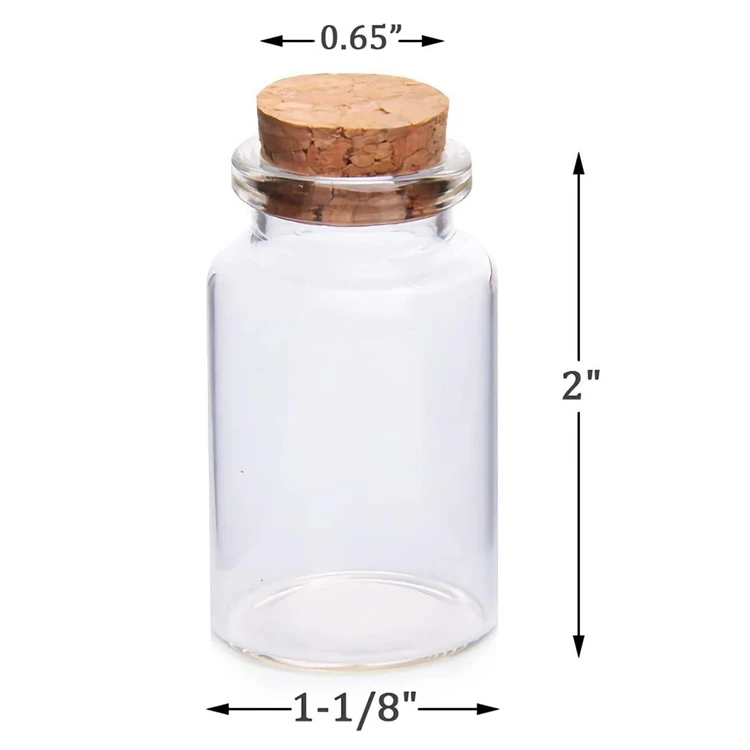 Unique Round Clear 20ml Mini Wishing Storage Glass Bottles With Cork Stoppers For Decoration/Arts/Party Favors