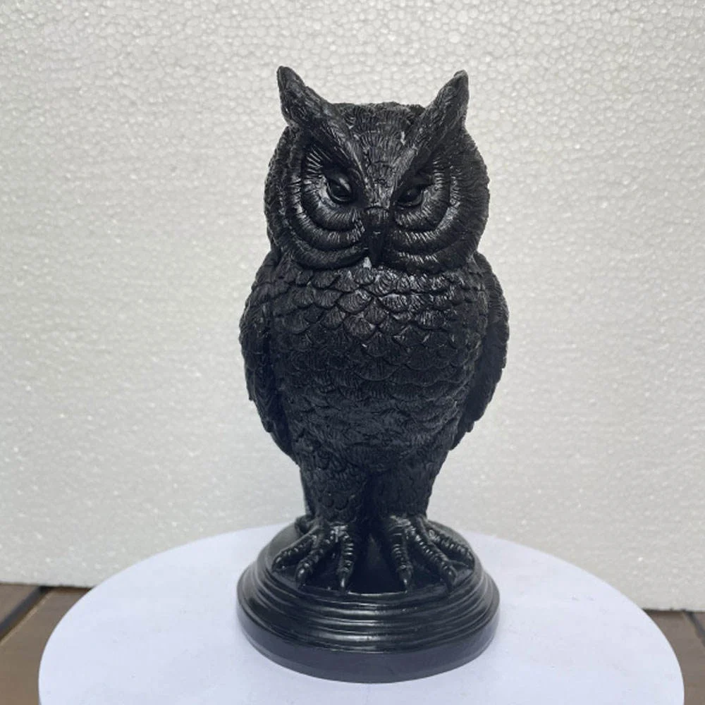 New Halloween Products in Animal Resin Home Furnishing Black Owl Resin Candlestick Resin Black Raven Tealight Candle Holder