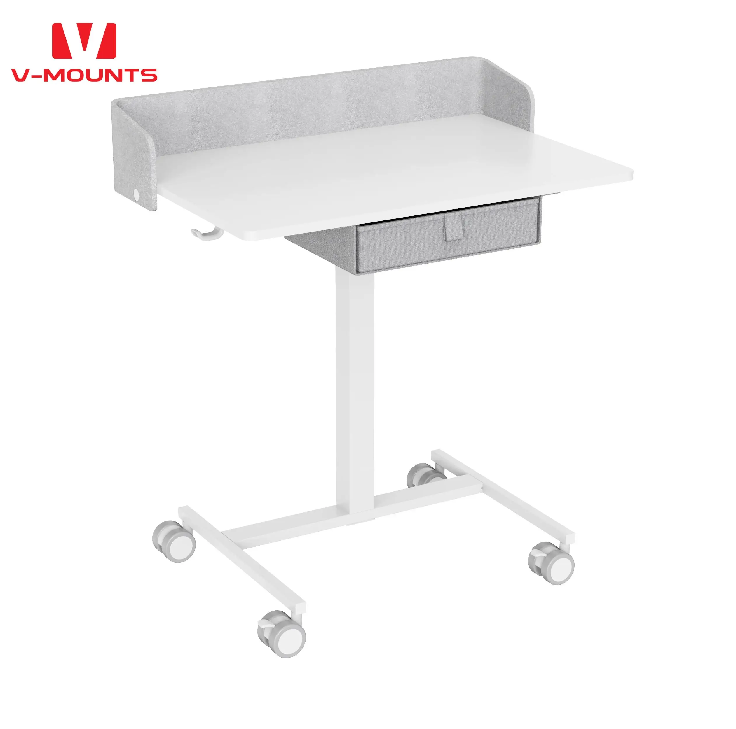V-mounts Height Adjustable Office Standing Des Gas Spring Mobile Movable Desktop Equipped With Fabric Drawers VM-FA102