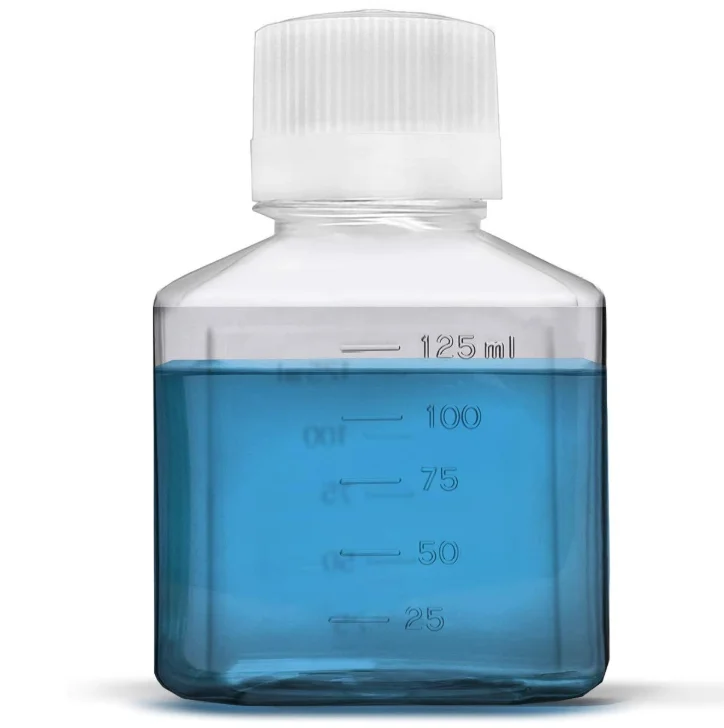 Wide mouth sterile petg media tissue culture cell bottle square 10ml -60ml