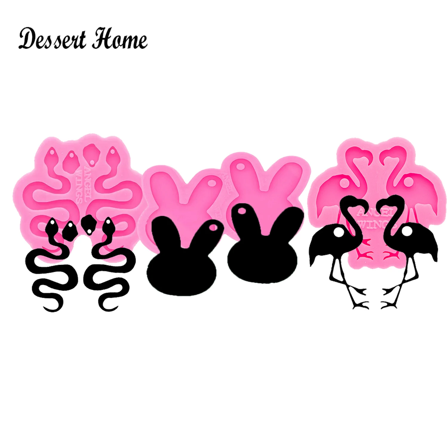 DY0717 S/M/L Shiny Silicone Snake/Rabbit/Flamingo Earring Mold Jewelry Epoxy Mould Resin Crafting Tools