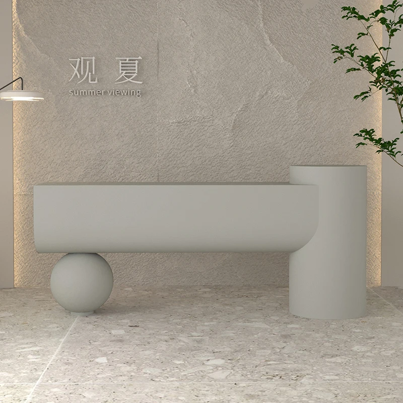 Top quality custom LED reception desk beauty salon design, with monitor customer reception desk