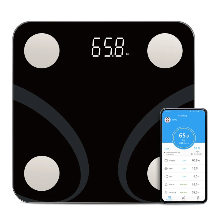 Human Electronic Bmi Scale Bathroom Weighing Digital Body Fat Smart Scales with APP Ready Stock 180kg Digital Display Square