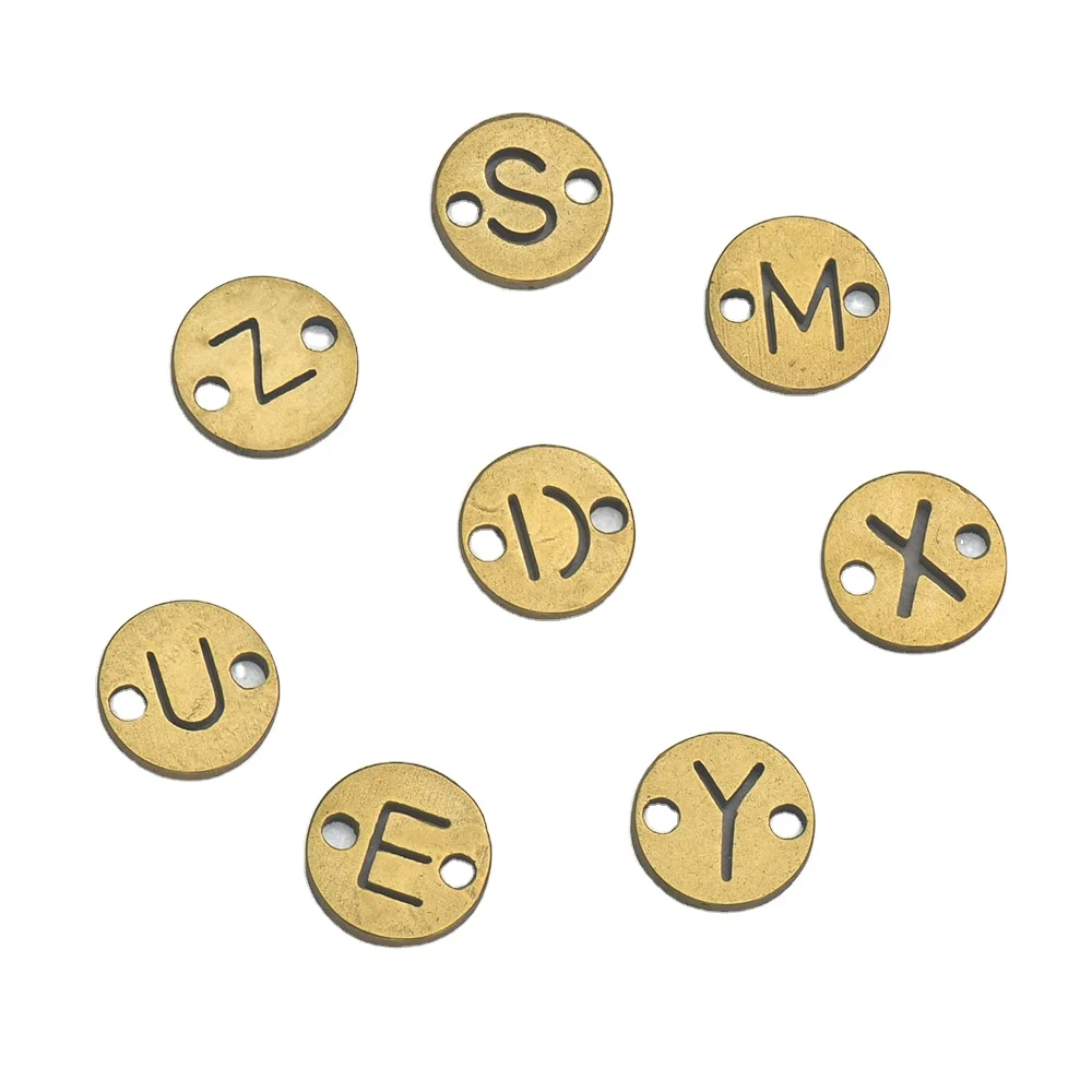 Подвески из нержавеющей стали золотое серебро круглые полые двойные отверстия английская буква 26 английская буква DIY Ювелирные изделия Подвески