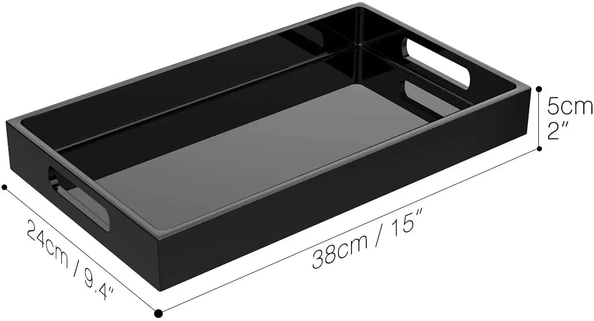 Лоток для туалетного столика Luxspire с ручками, стойка для ванной комнаты, кухни, полимерный глянцевый резервуар для туалета