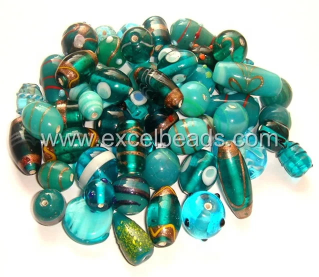 Glass Beads Mix - Fancy Beads Lime Green Combination 1 kg packs wholesale