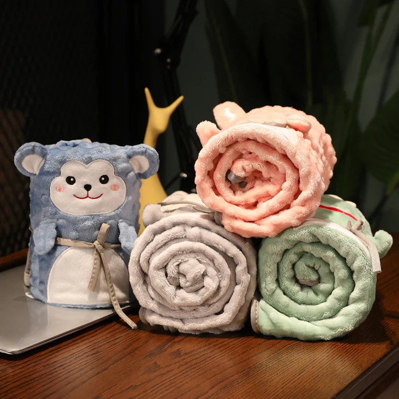 Cartoon animal baby blanket gift dinosaur roll blanket Foldable Pattern Carpet Soft Bath Towel For Baby Kids