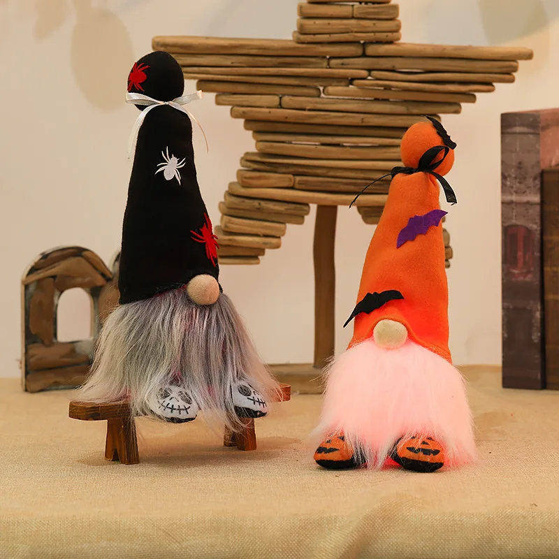 Glowing Faceless Doll Spiderweb Hat Vampire Plush Halloween Gnomes With Light For Halloween Decor