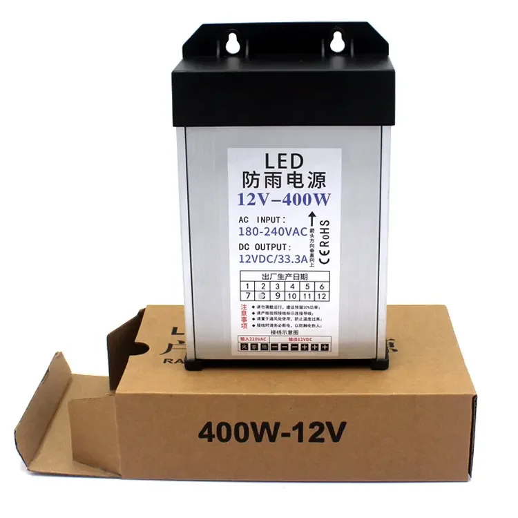12v Amp Power Supply 60W 100W 300W 400W Ac 240V Dc Power Supply Input Transformer IP44 Rainproof High Power Supply