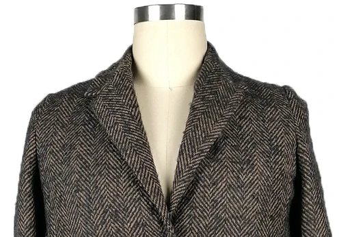 Long Wool Overcoat for Men brown herringbone single breasted 3 buttons woolen formal Overcoat CLASSIC TRENCH COAT