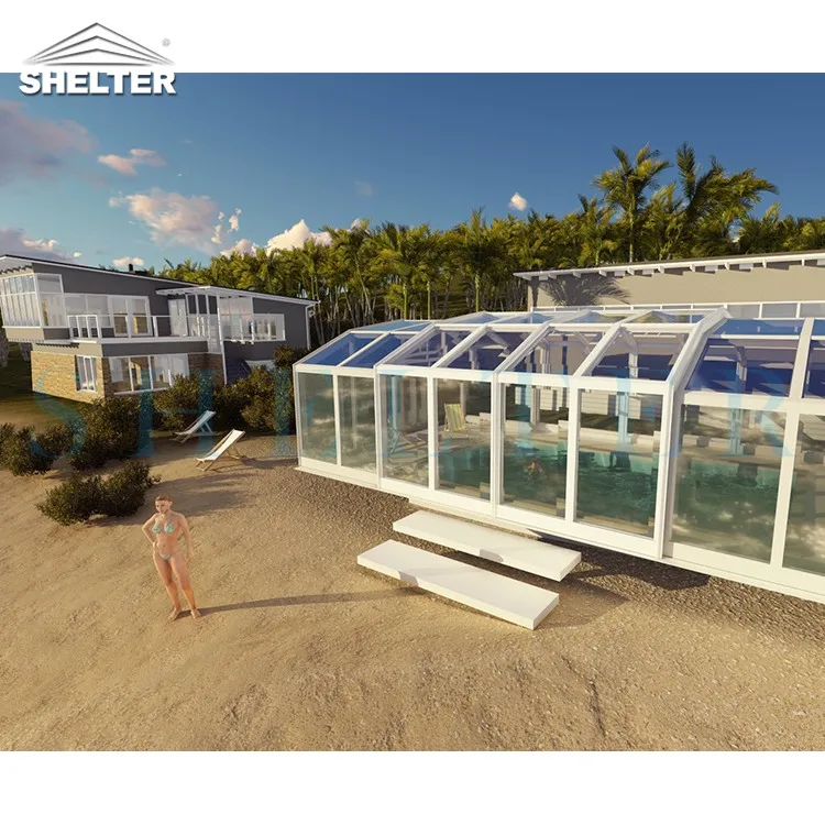 Transparent Pool Cover Under Deck Enclosure