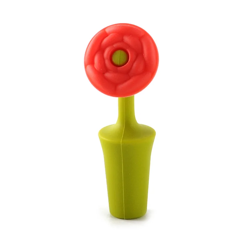 Hot sale large wholesale nice cool flower design food grade silicone rubber wine bottle stopper