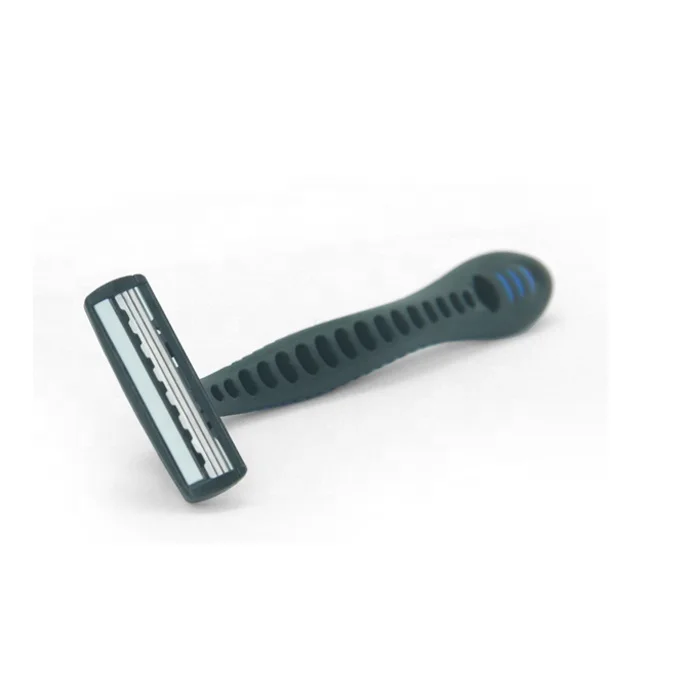 PearlMax Pivoting Head Triple Blades Disposable Hotel Shaving Razor Rubber Handle Removable Shaving Razor for Man