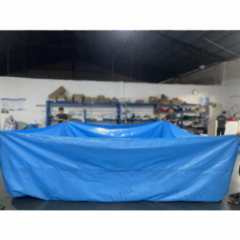 LVJU Aquaculture Tank Use Outdoor Fish Pond Liner 2000 liters 2x2x1m 500 gallons, 6.6x3.3x3.3 ft PVC Blue Pond Liner