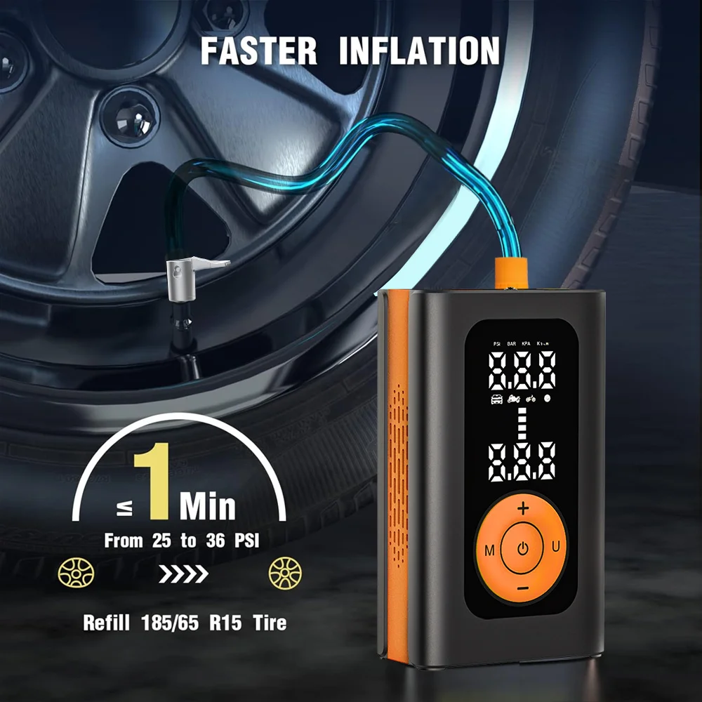 China Factory PC 12V Electric Inflator Car Air Pump for Tire Inflation Tire Pressure Monitor Portable Car Air Compressor Pump