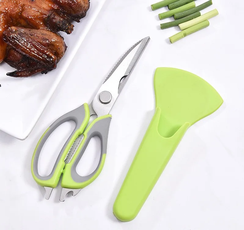 Многофункциональные прочные нескользящие кухонные ножницы из нержавеющей стали с защитой от