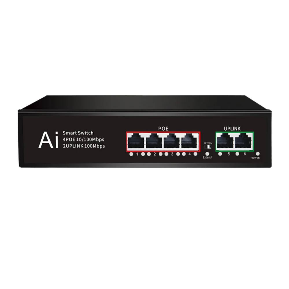 4 Port 10/100M POE Switch Media 250M VLAN DC52V/65W IEEE802.3af/at Fiber Optical Equipment