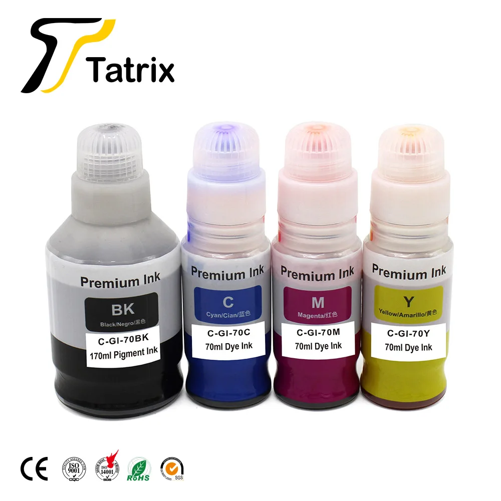 Gi70 GI-70 чернила Tatrix GI70 GI 70 совместимые на водной основе для массовых грузов бутылка пополнения чернил струйной печати Canon PIXMA G6010