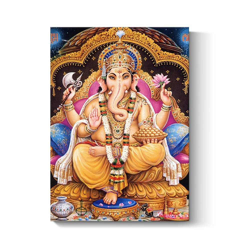India famous god lord Ganesha wall art painting on canvas