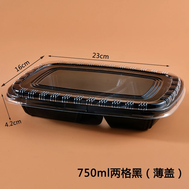 Thermoforming Plastic disposable 2 compartments lunch box packaging organizer container