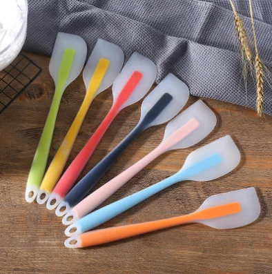 Cream Scraper Integrated High Temperature Cake Cream Silicone Scraper Translucent Head Spatula Baking Tool Cake Tool