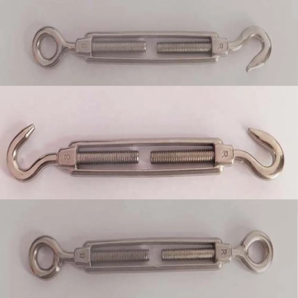 High Polished Stainless Steel AISI304/316 Wire Rope Turnbuckle European Type Frame Turnbuckle with Hook and Eye