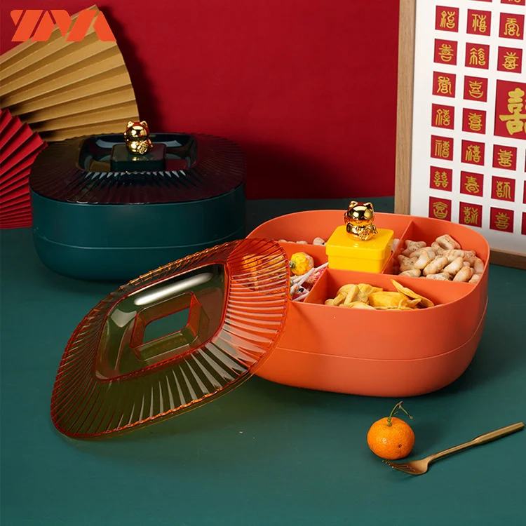 Household Living Room Three Layer Cat Candy Box Wholesale Plastic Food Container Box Nuts Dried Fruit Plate Snake Candy Tray