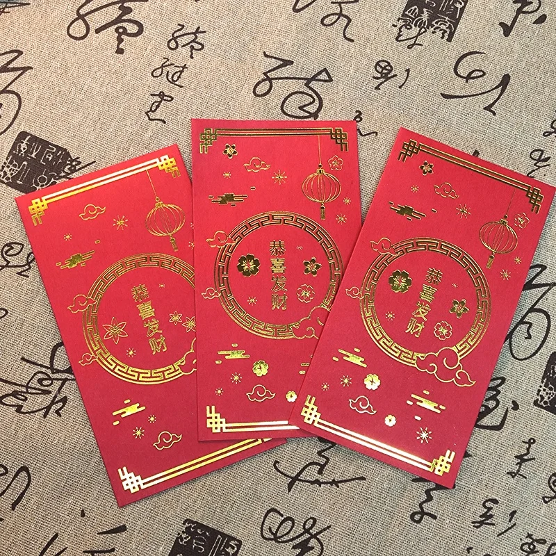 Factory Custom Print Red Packet Wedding gift Chinese Red Envelope for kid Traditional Money Envelope With Gold Foil Design