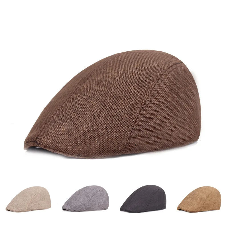 Fashionable Hats Solid Color Forward Hat British Vintage Cap Linen Beret Beret Cap Solid Color Forward Hat