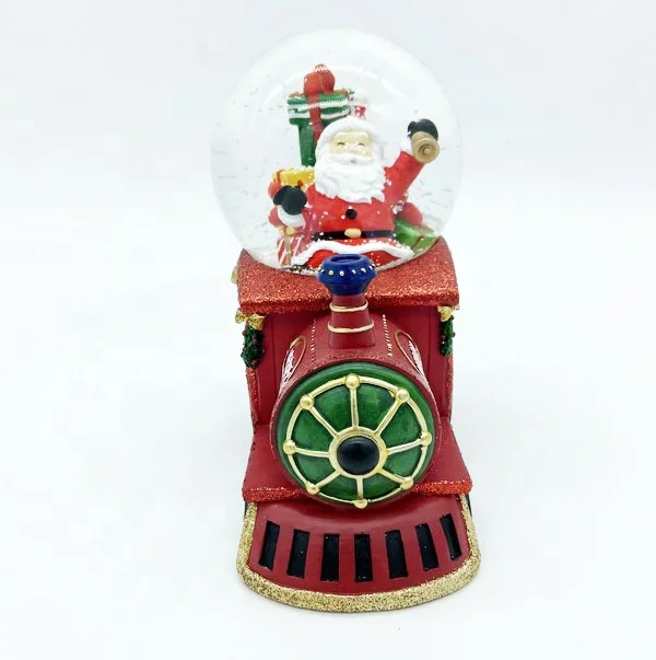 Wholesale New Designed Christmas train Snow Globe resin Music Santa Claus water Globes Crystal ball