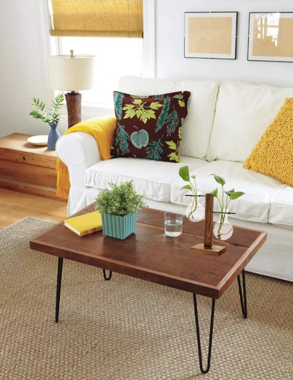 2 Pack Plant Terrarium with Wooden Stand Air Planter Bulb Glass Vase Propogation Station for Hydroponics Plants Home Garden Offi