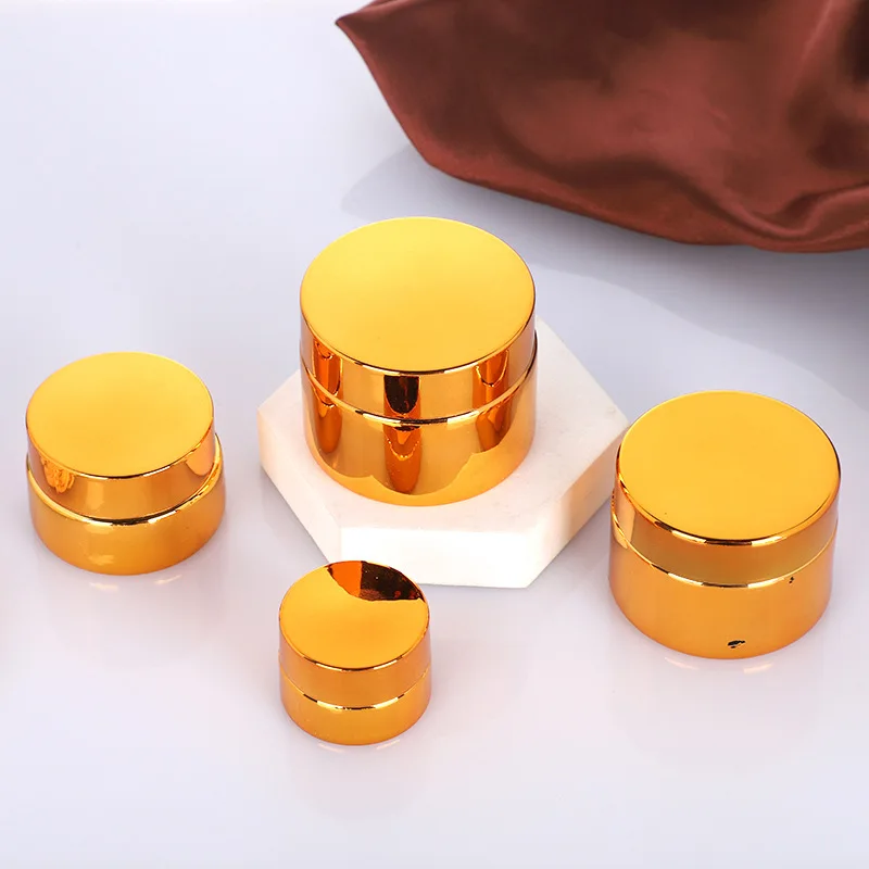 Wholesales Empty Refillable Bottle 5g 10g 15g Glass Electroplate Gold Silver Face Cream Jar 20g 30g 50g Cosmetic Cream Packaging