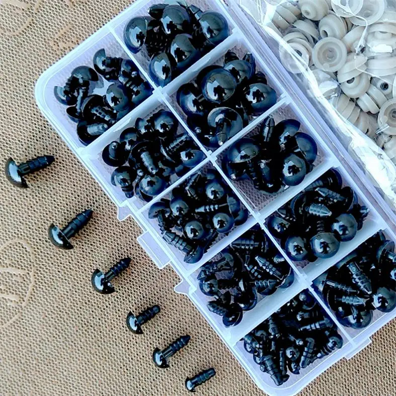 100pcs 6-12mm Black Plastic Crafts Toy Animal Doll for Amigurumi DIY Accessories Safety Eyes for Teddy Bear