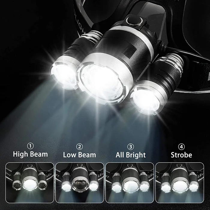 Суперъяркий водонепроницаемый фонарь для майнинга кемпинга, перезаряжаемый Головной фонарь Bic, фонарик, светодиодная лампа, налобный фонарь