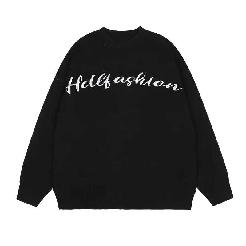 Custom OEM ODM Men jacquard Sweaters Knitwear Fashion Knit Sweater Crew Neck Cotton Black pullover knitted sweater men