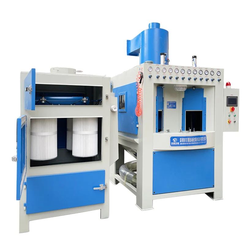 BY-1350-12A High Efficiency Rotary Trolley Table Sand Blasting Machine Through Type Cookware Sandblasting Machine