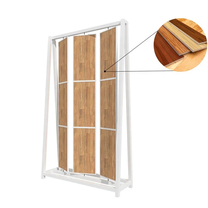 Modern new style wood floor sample display rack parquet display rotating large page turning stone display stand