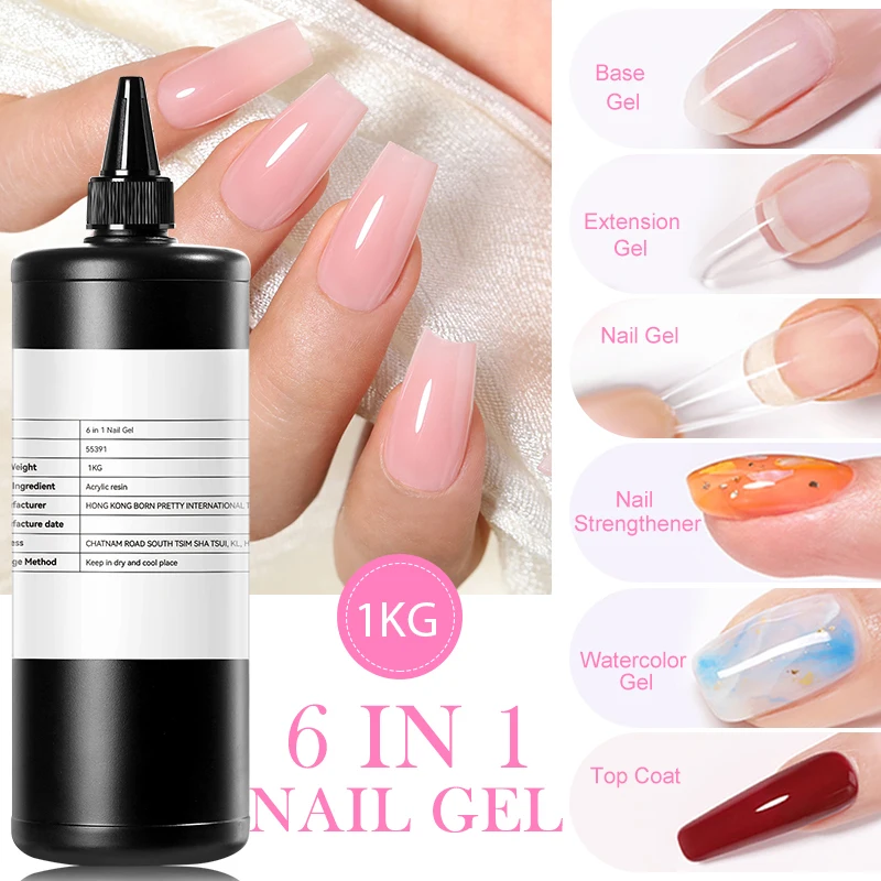 BORN PRETTY Новые поступления 1 кг многофункциональный 6 в базовый верхний слой УФ-клей для ногтей гель наращивания