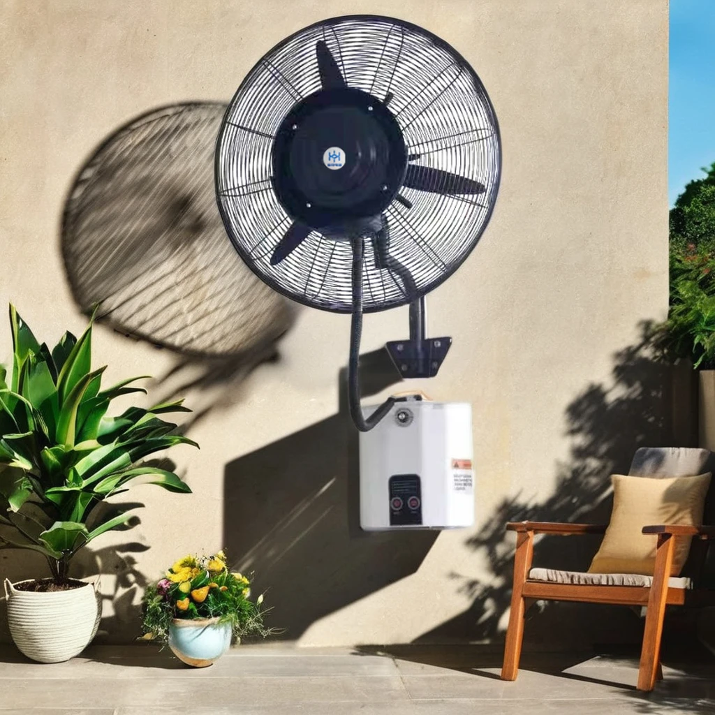 20-Inch Electric Industrial Metal Wall Mounted Spray Fan Mechanical Control for Outdoor Household Garage Use Water Mist Fan